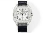 Cartier Santos Chronograph Dandong 7750 Movement 43.3mm Italian Leather Band Watch